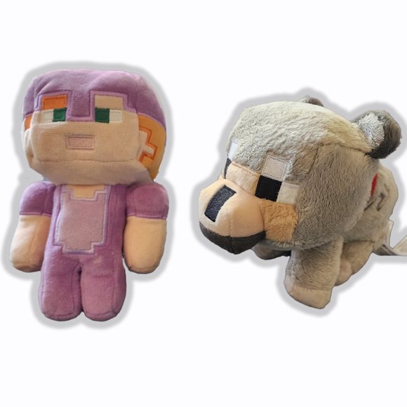 Minecraft Alex and Baby Wolf Plush Toy Mojang Jinx - Picture 2 of 5
